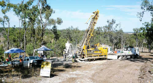 Aussie Q workers drill a site called Gordons 170 at the mine near Rawbelle, north of Monto. Aussie Q workers drill a site called Gordons 170 at the mine near Rawbelle, north of Monto.